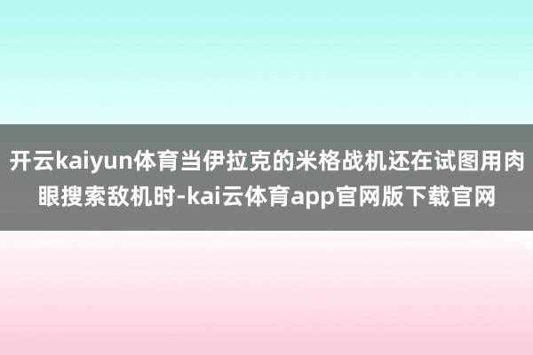 开云kaiyun体育当伊拉克的米格战机还在试图用肉眼搜索敌机时-kai云体育app官网版下载官网